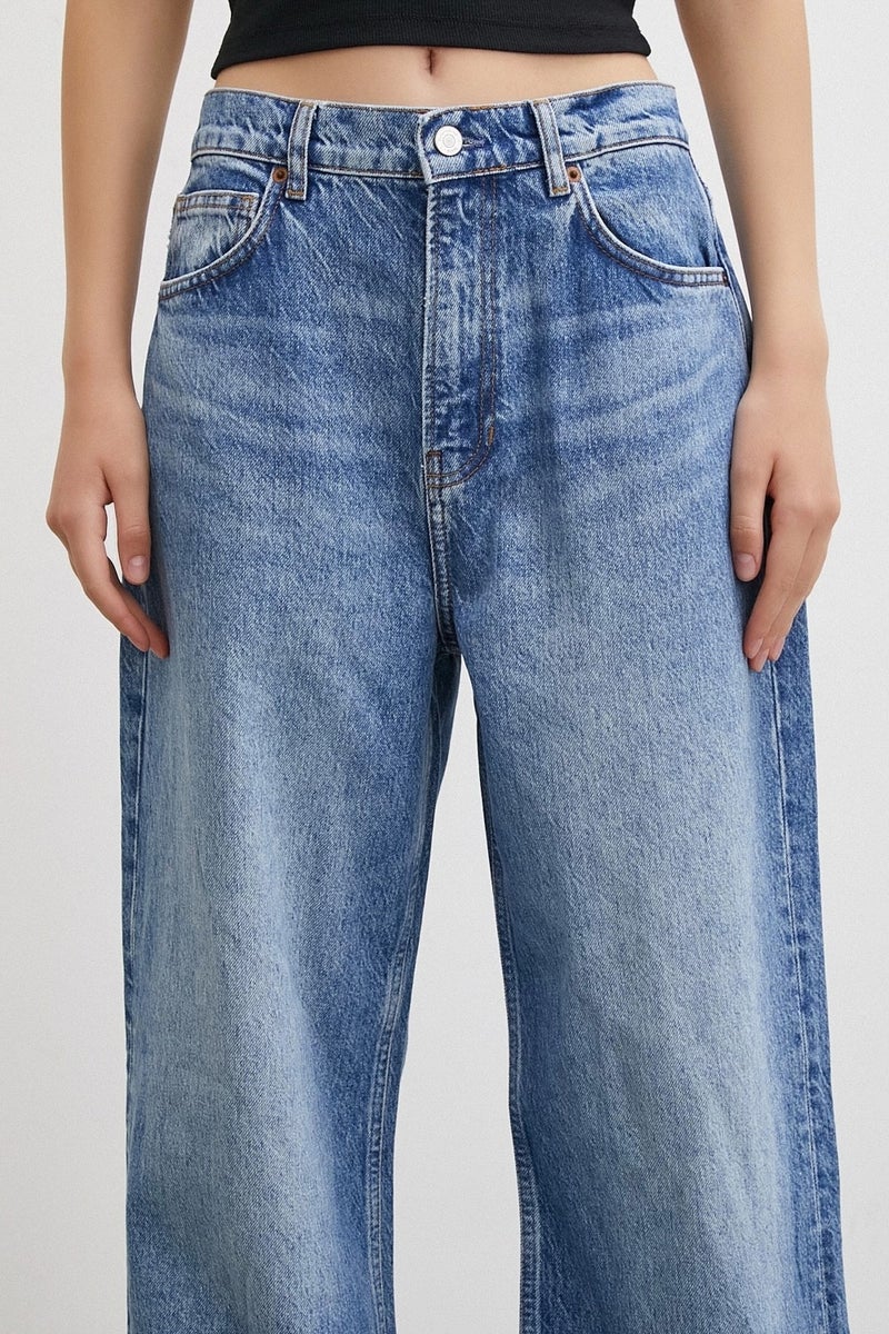 Never More High Waist Wide Leg Jeans Blue - Image 5