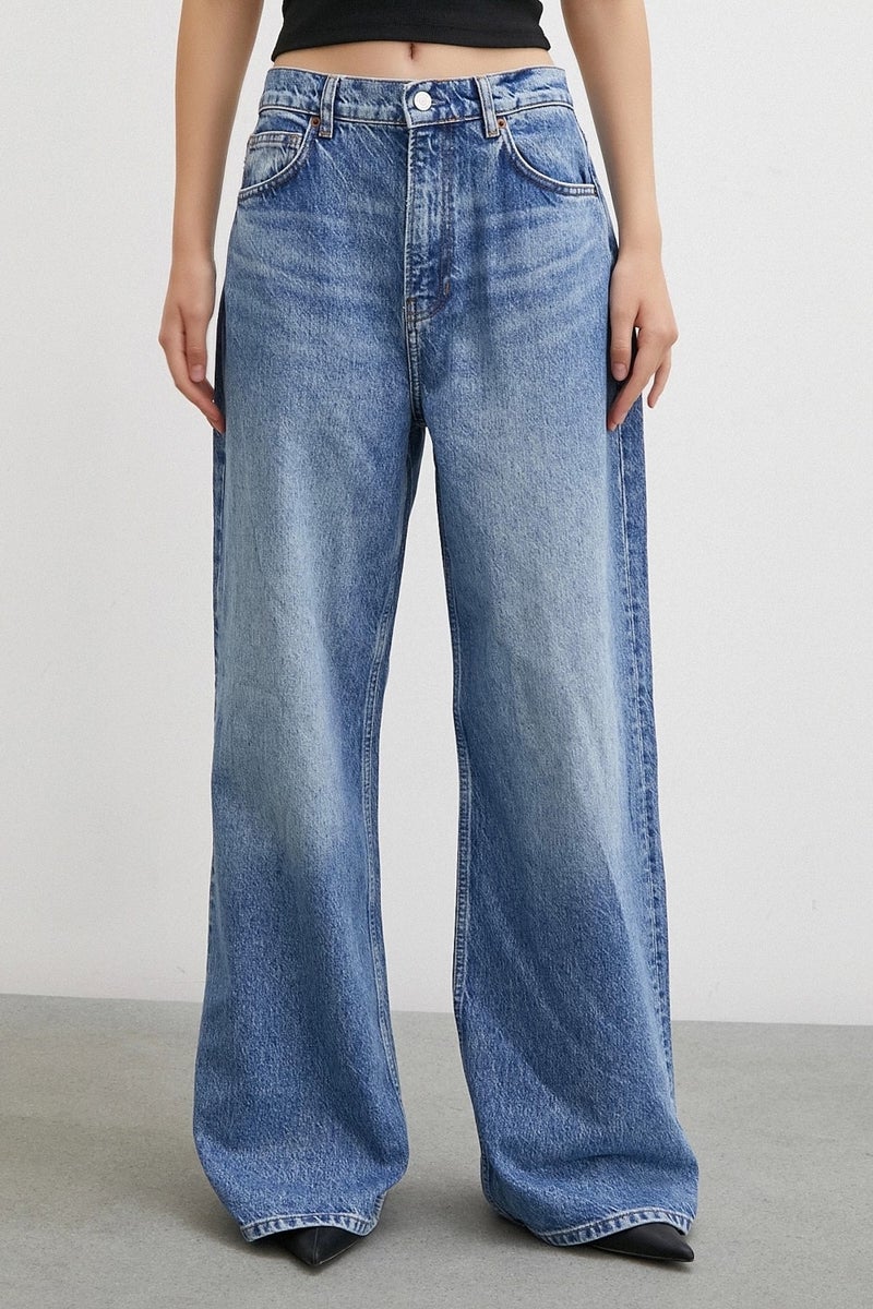 Never More High Waist Wide Leg Jeans Blue - Image 4