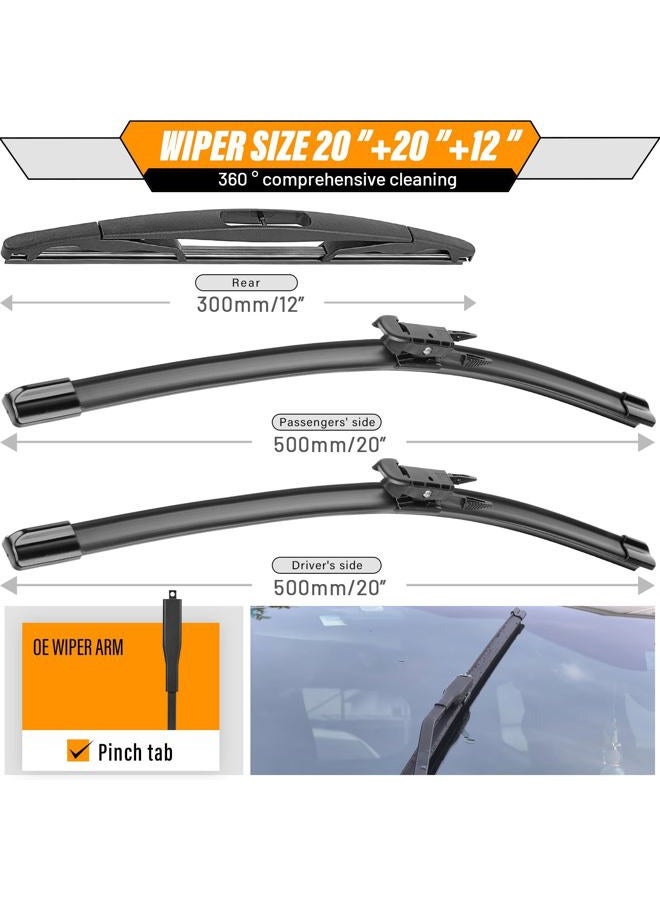 AUTOBOO شفاطات زجاج أمامي لسيارة فورد إيسكيب 2012 2011 2010 2009 2008 مع شفاط خلفي 20"+20"+12" معدات أصلية - I&L دبوس التثبيت (مجموعة من 3) - Image 3