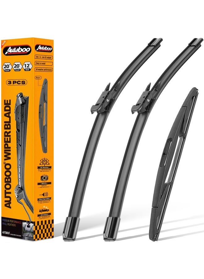 AUTOBOO شفاطات زجاج أمامي لسيارة فورد إيسكيب 2012 2011 2010 2009 2008 مع شفاط خلفي 20"+20"+12" معدات أصلية - I&L دبوس التثبيت (مجموعة من 3) - Image 1