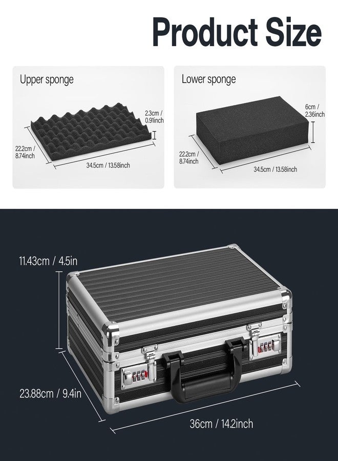 LOCKCURX Security Lock Boxes - 14.2 x 9.4 x 4.5 Inch Medium, Portable Locking Storage Totes with Dual Combination Locks, Medicine Lock Box, Lock Boxes for Personal Items, Cash & Briefcase - Black - Image 3