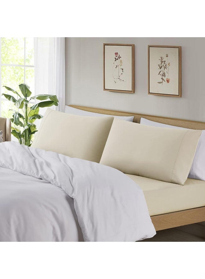 Empyrean Bedding Pillow Cases King - Soft King Pillow Cases - King Size Pillow Cases - King Pillow Cases Set of 2 - Premium Hotel Pillowcases King Size - Cream Beige  - Image 3