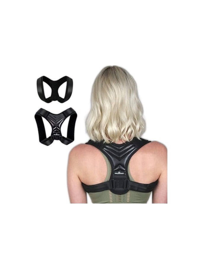 Generic UNBOUNDX Posture Corrector for Men and Women, Back Brace for Upper Back Spine, Clavicle Support, Back Straightener with adjustable and breathable Strap Invisible Under Clothing Unisex, Black  - Image 1