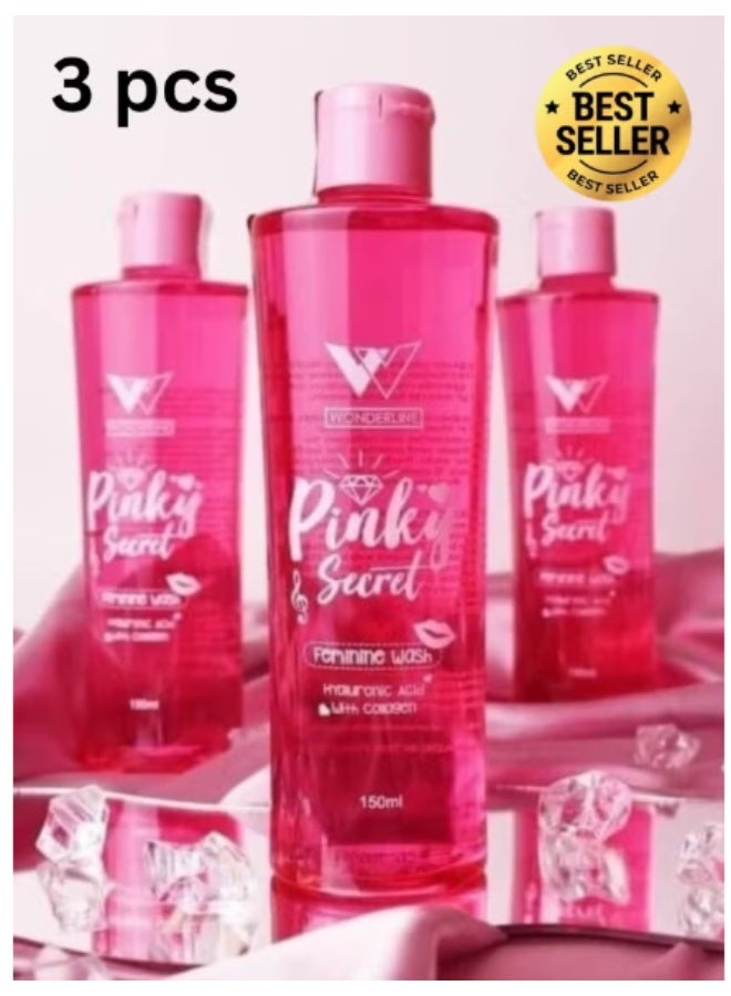 WONDERLINE 3 Pieces of Wonderline Pinky Secret Feminine Wash 150ml Gentle Intimate Cleanser for Women Soothing and pH Balanced Daily Use - Image 3