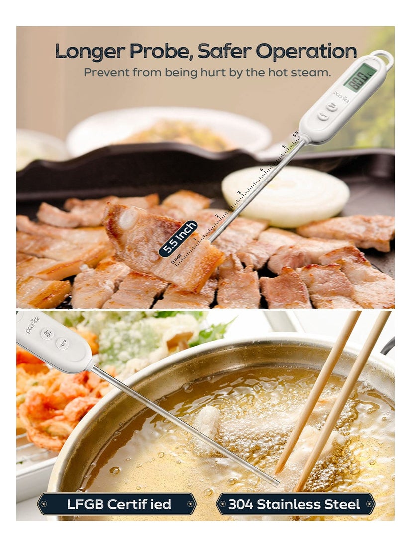Excefore Instant Read Meat Thermometers for Cooking, LCD Display Digital Food Thermometer with 5.5in Long Probe, Cooking Thermometer with Auto Shutdown for Kitchen, Baking, Frying, Grilling, BBQ - Image 2