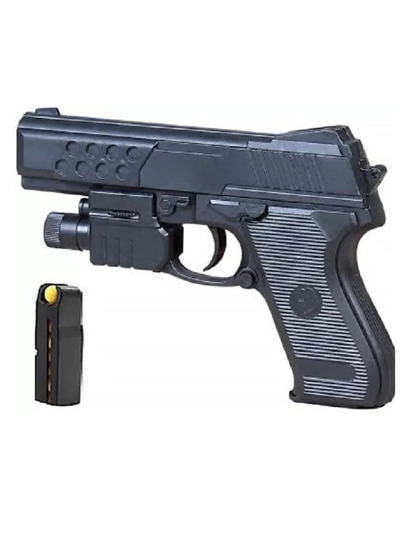 مسدس مسدس بدون حقيبة لعبة مسدس للأطفال مع 7-10 قطع رصاصات بلاستيكية سوداء - Image 1