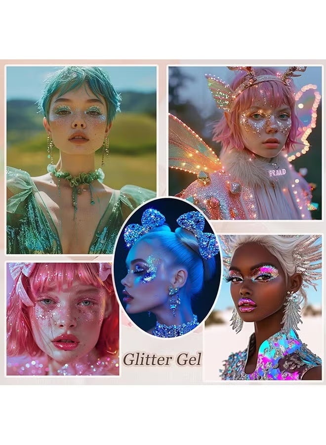 Fit Colors Face Body Glitter, Hair Glitter Gel, Sequins Face Paint, Singer Concerts Music Festival Rave Accessories,Mermaid Face Glitter Gel,Sequins Glitter Face Paint 03#Pink - Image 4