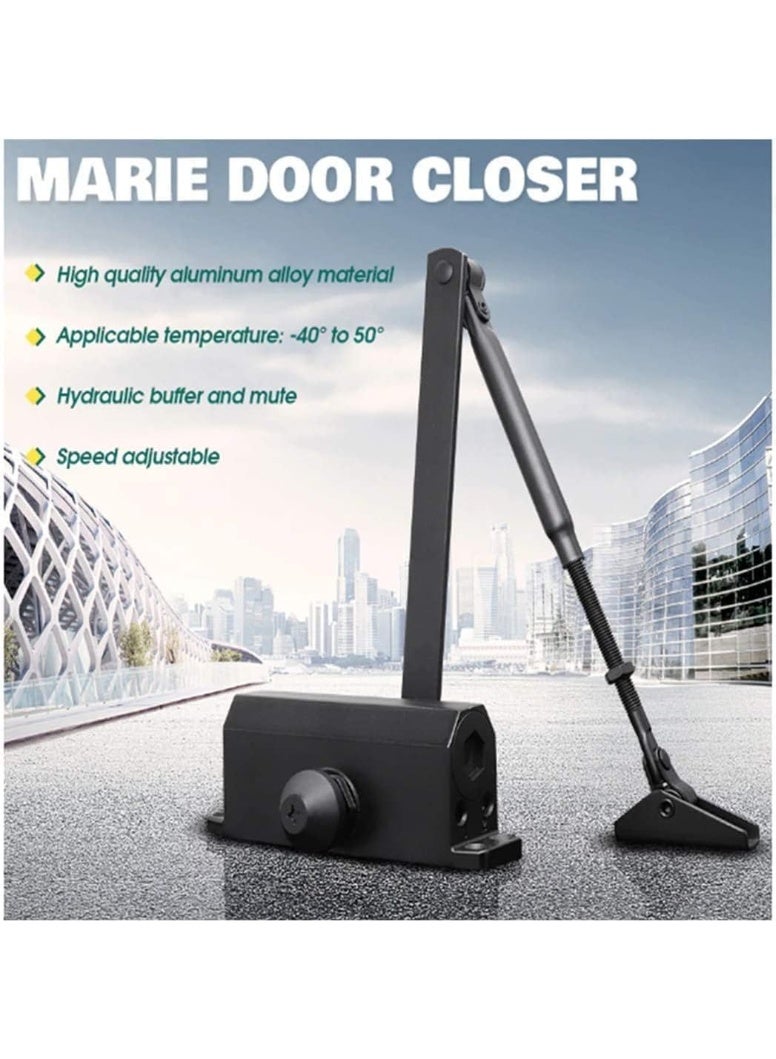 ماكينة إغلاق الأبواب الأوتوماتيكية – إغلاق أبواب ثقيل مع سرعة قابلة للتعديل لأبواب الداخلية والخارجية والمكاتب والمنازل (باللون الأسود) - Image 3