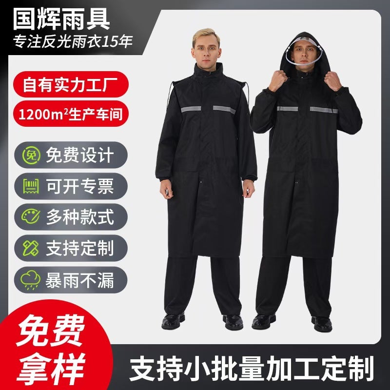 Long Raincoat Full-Body Anti-Rainstorm Adult Canvas Thickened Wear-Resistant Outdoor One-Piece Men'S Waterproof Rain Suit - Image 2