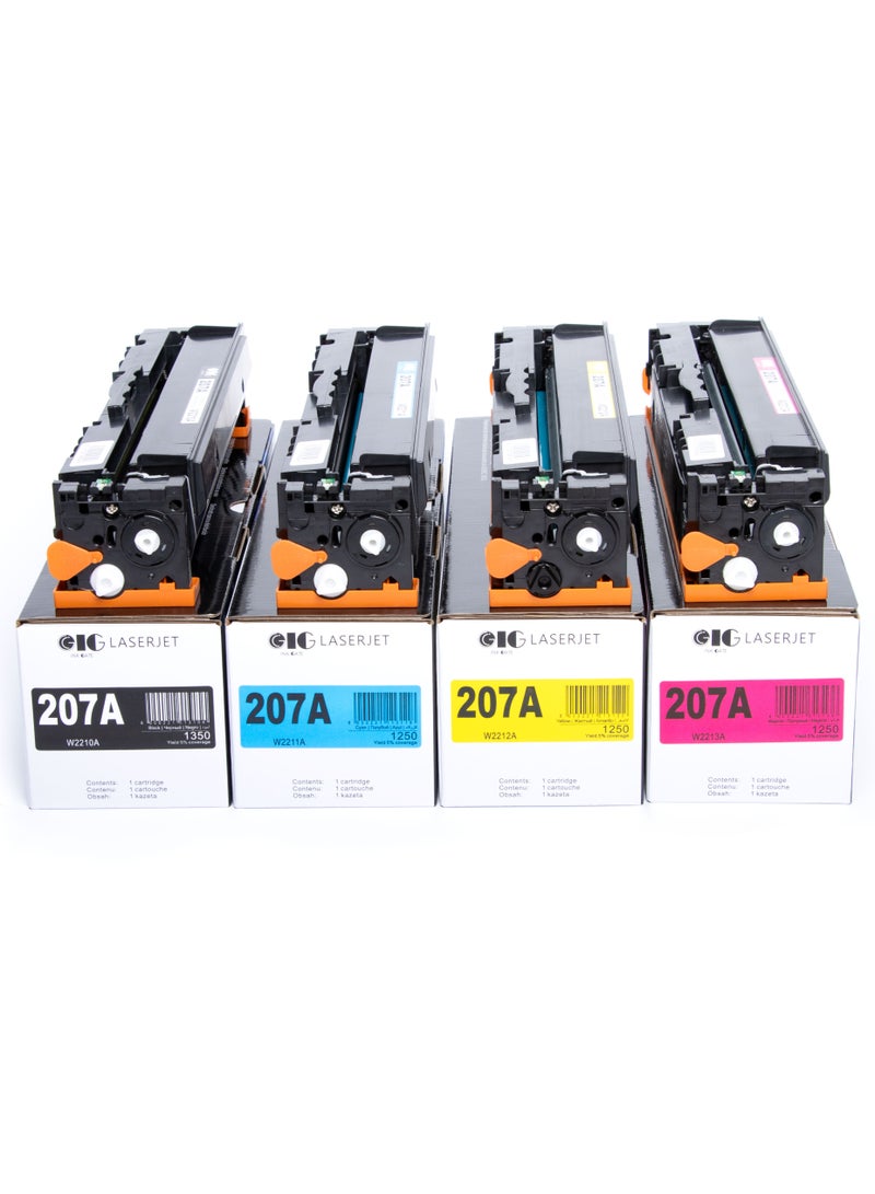 IG Ink Gate (IG) HP Compatible Toner Cartridge Set – Black, Cyan, Magenta, Yellow – Replaces HP 207A – For Color LaserJet Pro M255, M282, M283 – 4-Pack - Image 1