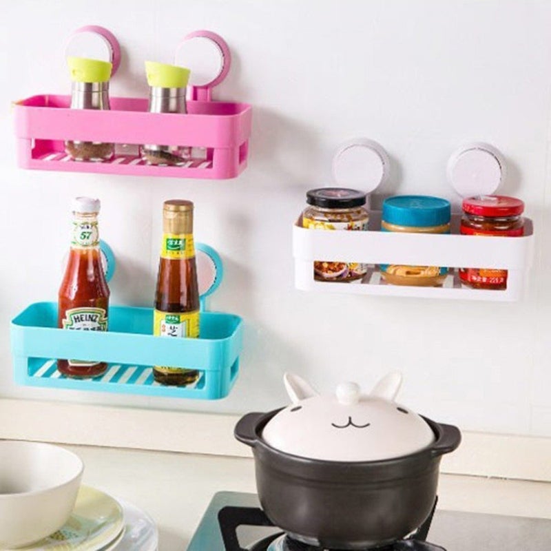 VDHJA Vdhja Plastic Glossy Finish Multipurpose Strong Magic Sticker Wall Storage Rack with Hook Multicolour Medium - Image 1