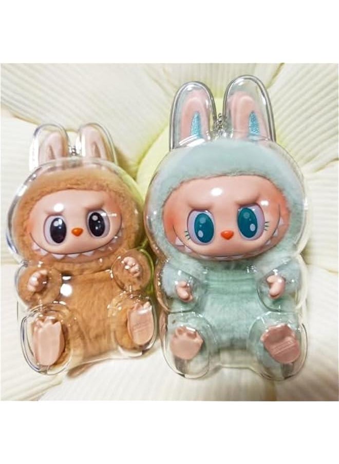 Arabest Labu Keychain Cases,Labu Protective Case – Acrylic Display Stand for Standing & Sitting, Clear White Cover with Silicone Strap (Labu Cases Standing-2Pcs (Doll Not Include)  - Image 2