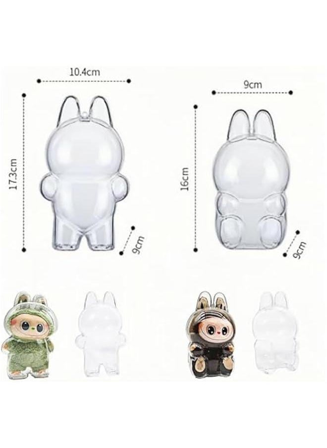 Arabest Labu Keychain Cases,Labu Protective Case – Acrylic Display Stand for Standing & Sitting, Clear White Cover with Silicone Strap (Labu Cases Standing-2Pcs (Doll Not Include)  - Image 4