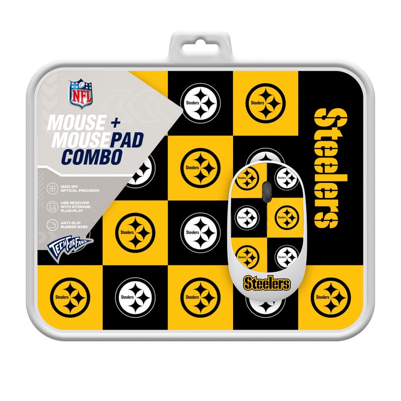SOAR NFL Wireless Mouse and Mouse Pad- Checkered, Pittsburgh Steelers - Image 2