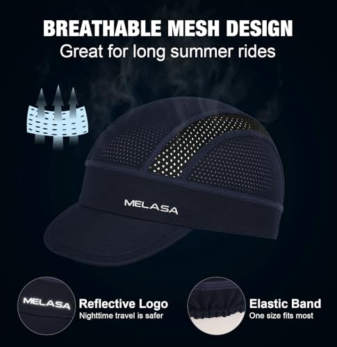 MELASA Cycling Cap, Cooling Skull Cap Helmet Liner with Sun Visor, Sun Protection Running Beanie Bike Cap for Men Women Under Helmet(White) - Image 2