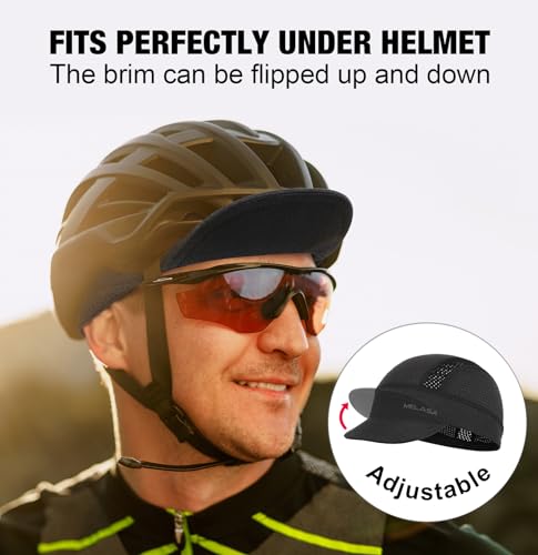 MELASA Cycling Cap, Cooling Skull Cap Helmet Liner with Sun Visor, Sun Protection Running Beanie Bike Cap for Men Women Under Helmet(White) - Image 5