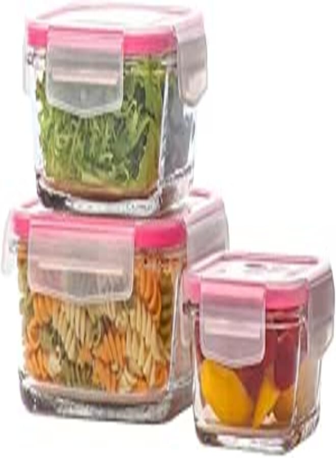 LAV FRESCO Glass Storage Container / 3 Pcs of 3 Different Capacities/Elegant design, Trusted Brand, Attractive shape