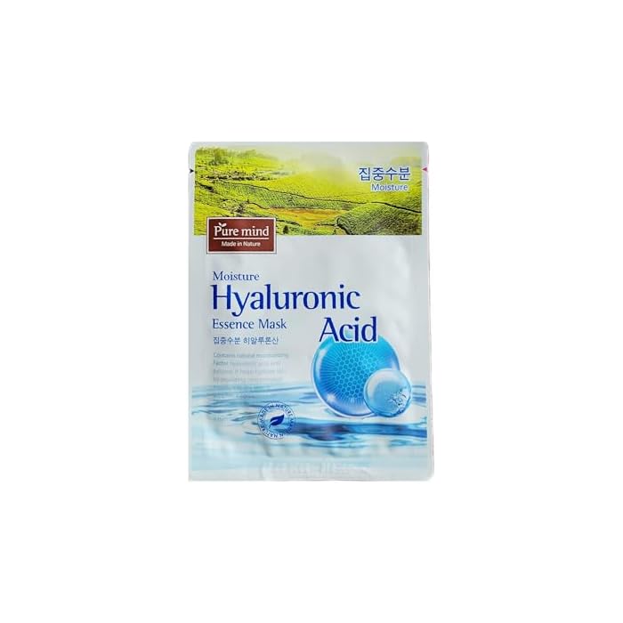 Hyaluronic Acid Moisture Essence Masks. Made in Korea. Helps hydrate skin by providing concentrated moisture to dry skin, Korean Skin Care Face Masks 4-Pack