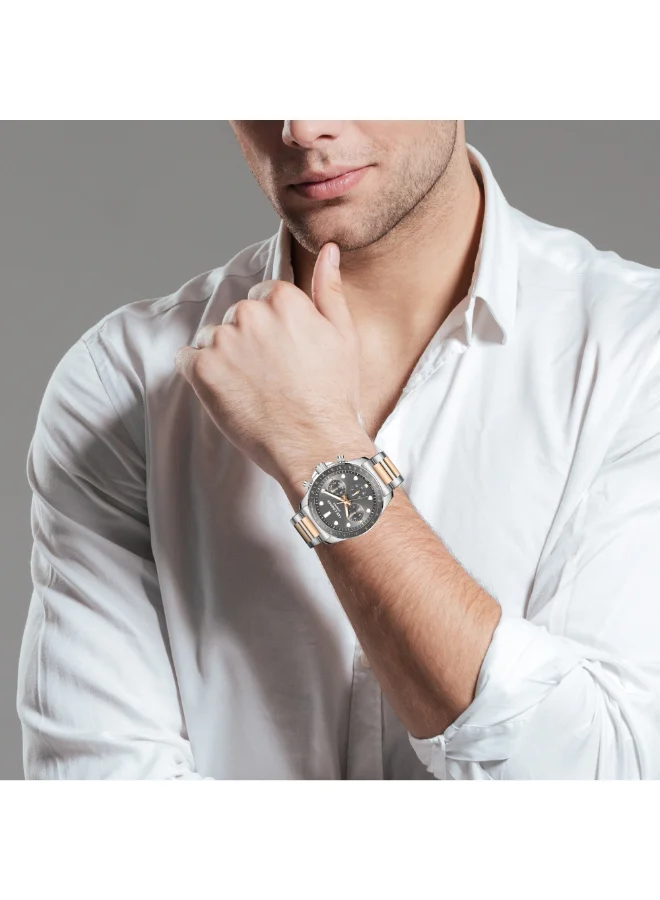Lee Cooper Silver/Rose Gold Men's Metal Multi Function Watch LC08215.560 - 42 mm for Men | Best Price UAE