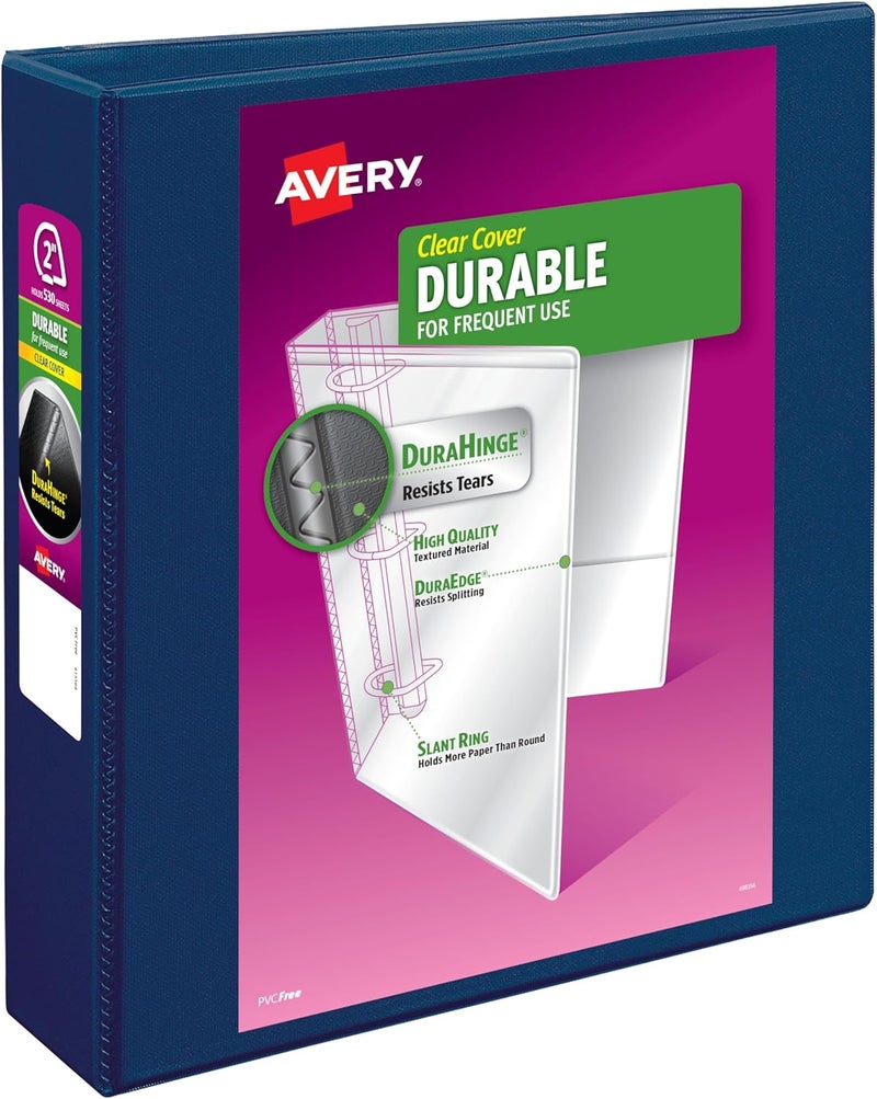Avery Durable View 3 Ring Binder with 2 Inch Slant Rings - Dark Blue - Image 1