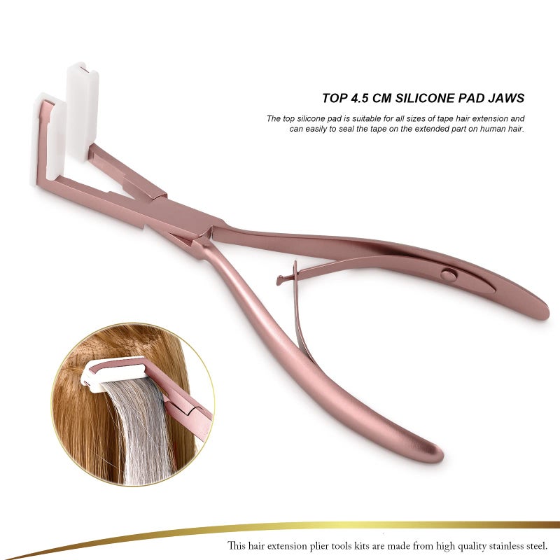 EHDIS Tape in Hair Extensions Pliers Stainless Steel Flat Surface Extensions Tape Sealing Clamp Pliers Tool - Image 4