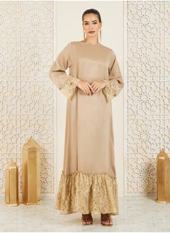 Lace Trim Solid Jalabiya