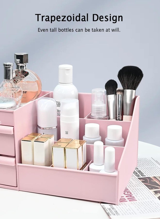 PAXCOO Portable Display Lipstick Holder Cosmetic Makeup Organizer, Plastic Makeup Organizer Box Makeup Storage Box with Drawer Makeup Holder for Bathroom, Bedroom, Dresser, Countertop, Color-pink - Image 4