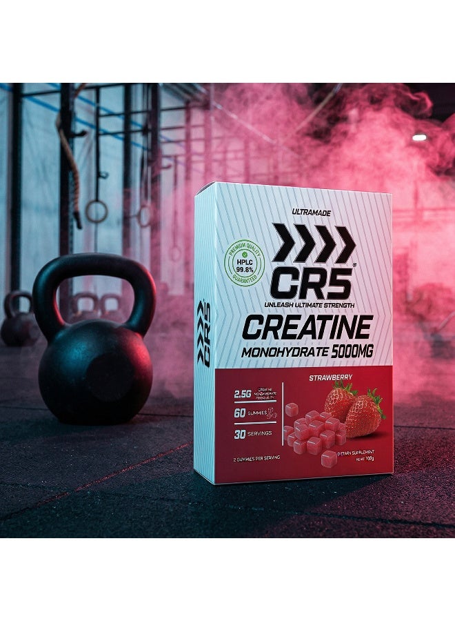 CR5 Creatine Monohydrate Gummies, 5000mg per Serving, 60 Gummies, 30 Servings, HPLC 99.8% Purity (Strawberry) - Image 5