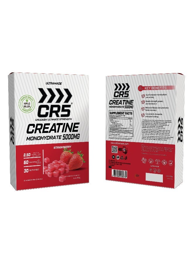CR5 Creatine Monohydrate Gummies, 5000mg per Serving, 60 Gummies, 30 Servings, HPLC 99.8% Purity (Strawberry) - Image 2