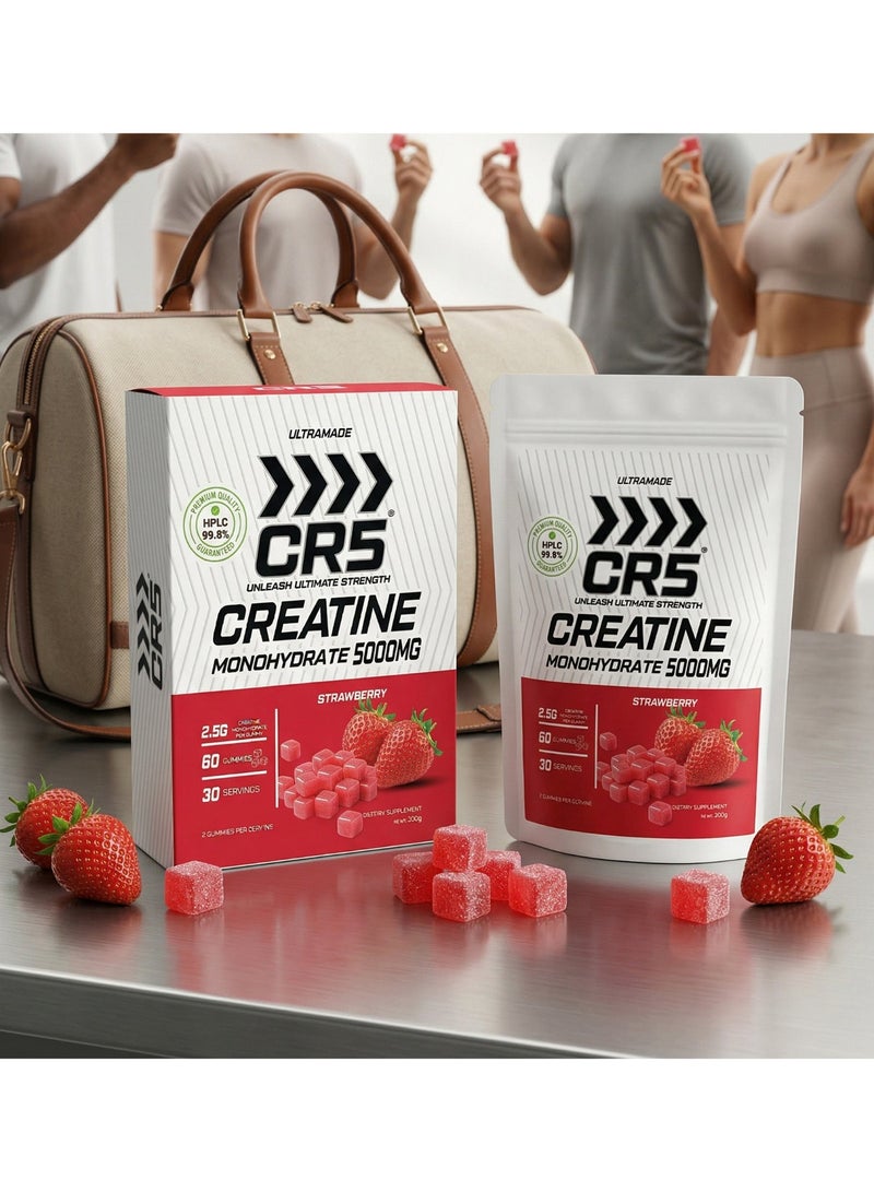 CR5 Creatine Monohydrate Gummies, 5000mg per Serving, 60 Gummies, 30 Servings, HPLC 99.8% Purity (Strawberry) - Image 4