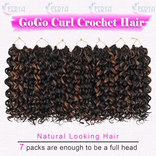 Eerya 7 Packs GoGo Curl Crochet Hair 10 Inch Short Curly Crochet Hair for Women Water Wave Beach Curl Deep Twist Crochet Braids Synthetic Braiding Hair Extensions (10 Inch, P30) - Image 2