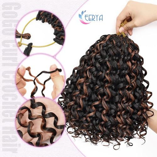 Eerya 7 Packs GoGo Curl Crochet Hair 10 Inch Short Curly Crochet Hair for Women Water Wave Beach Curl Deep Twist Crochet Braids Synthetic Braiding Hair Extensions (10 Inch, P30) - Image 5