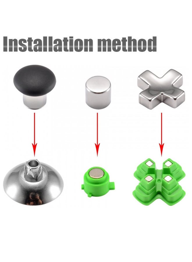 Suitable For PS4 Handle Metal Button Mushroom Head Magnetic Base PS5 Handle ABXY Cross Key Accessories Set-Product Color:PS4 Rocker Set (8 Pieces)  - Image 5