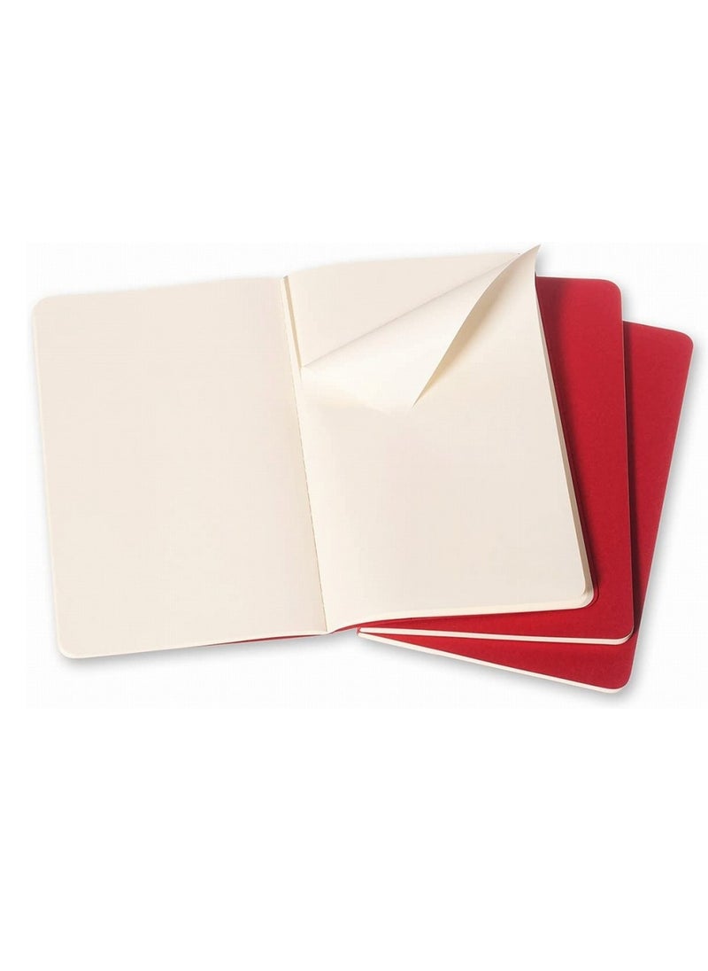 MOLESKINE 3-Piece Large Cahier Journal Notebooks Plain 13x21cm Size Scarlet Red  - Image 2