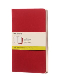 MOLESKINE 3-Piece Large Cahier Journal Notebooks Plain 13x21cm Size Scarlet Red  - Image 1