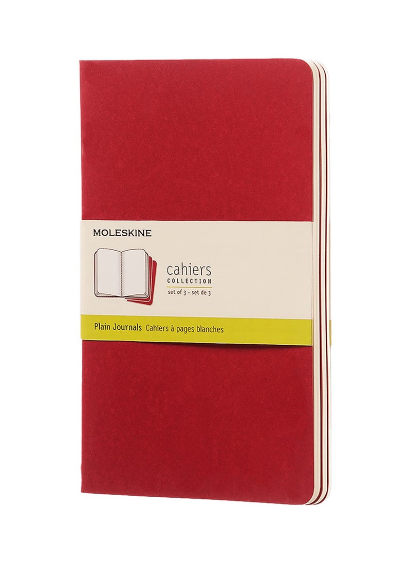 MOLESKINE 3-Piece Large Cahier Journal Notebooks Plain 13x21cm Size Scarlet Red  - Image 1