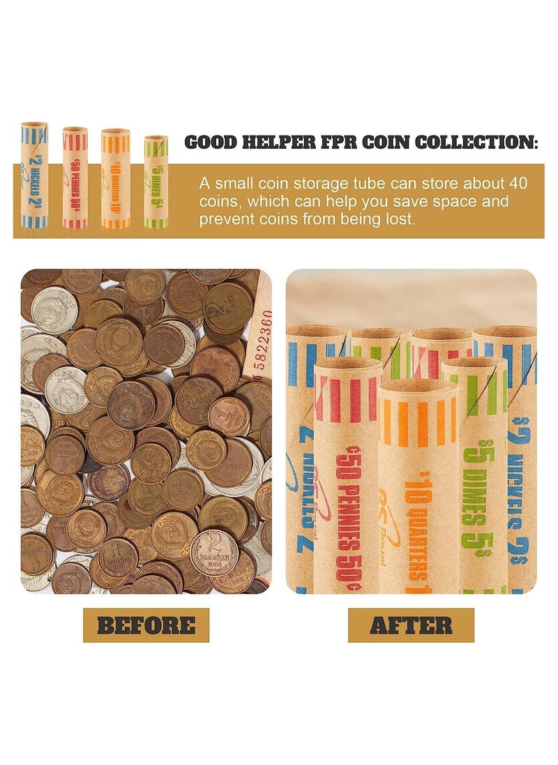 Y&D - Coin Wrappers Rolls, Rollers Durable Preformed Paper Tubes, Assorted Sizes Quarters, Nickels, Dimes and Penny, Quarters for Bank Office (100 Pcs) - Image 1