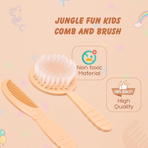 Adore Jungle Fun Brush and Comb Set | Newborn Scalp Grooming Product for Infant Toddler Kids & for New Born Children (Dear) - Image 3