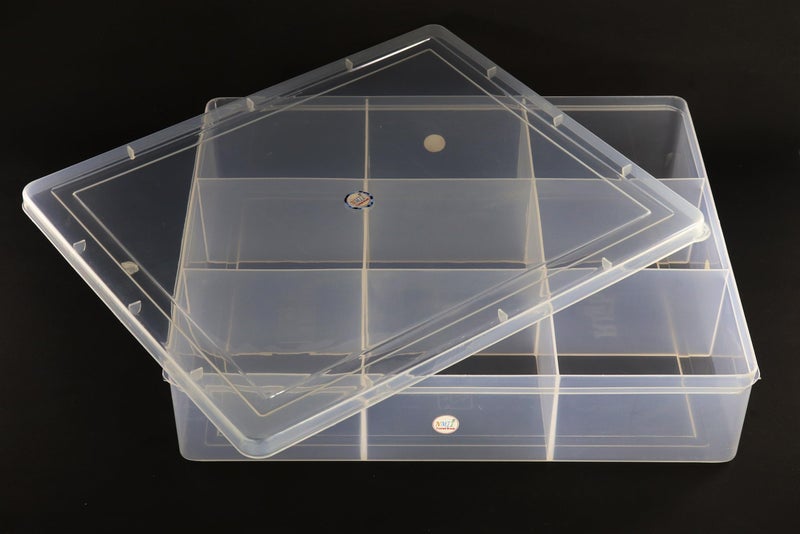 NMII Multipurpose Plastic Storage Box with Partitions | Transparent Organizer with Secure Lid | Ideal for Stationery, Craft Supplies, Tools, and Jewellery, Accessories | Lightweight-(9 Partitions) - Image 2