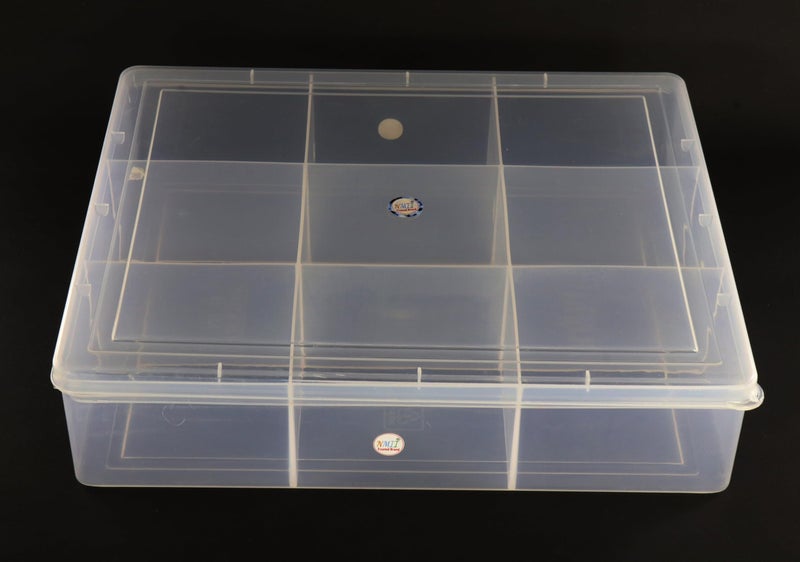 NMII Multipurpose Plastic Storage Box with Partitions | Transparent Organizer with Secure Lid | Ideal for Stationery, Craft Supplies, Tools, and Jewellery, Accessories | Lightweight-(9 Partitions) - Image 5