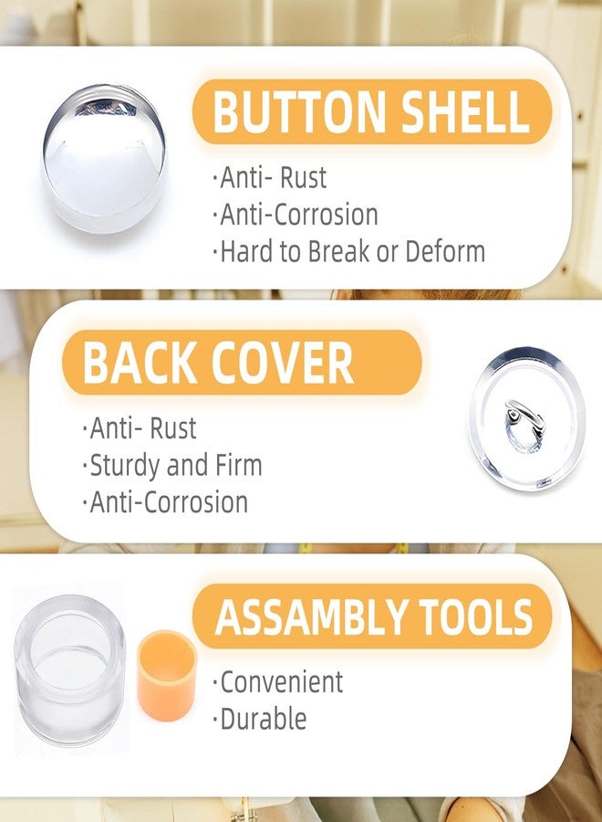 Flylin 60Pcs Craft Cover Button Kit with Tools, Blank Button Making Supplies Round Badge Button Parts Metal Button Pin Badge Kit, Self Cover Buttons with with 2 Tools for DIY Cloth Home Decor Sewing (0.87") - Image 3