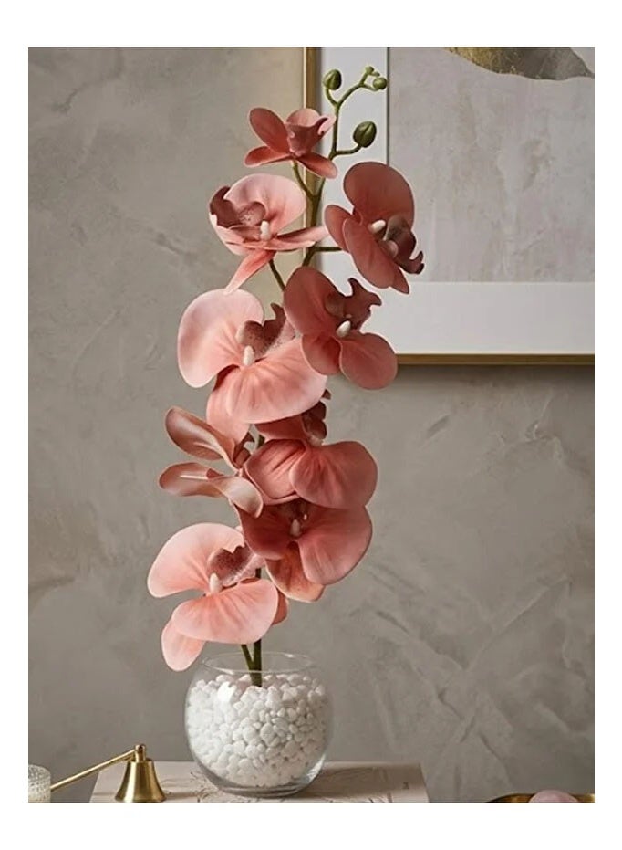 co arma Artificial orchid flower in a glass vase with pebbles, 50 cm tall - Image 2