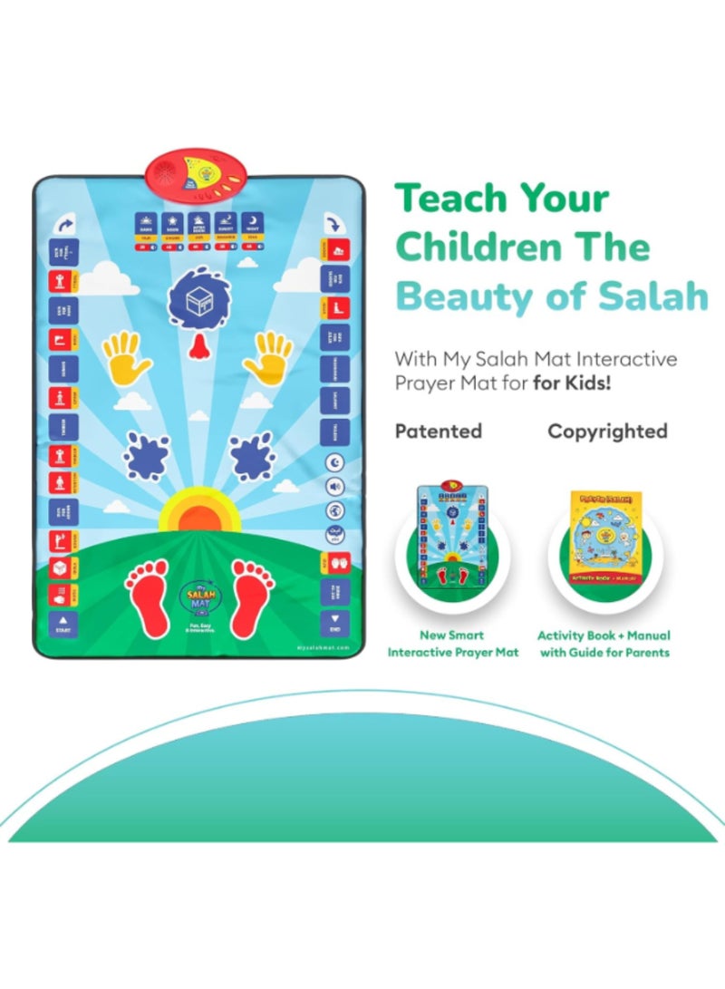 My Salah Mat Interactive Kids Prayer Mat with 36 Touch Sensitive Keys, Learning Salah Prayer Positions, Islamic Educational Prayer Rug with Speaker, Activity Book & Guide, Foldable Muslim Prayer Mat for Children - Image 3