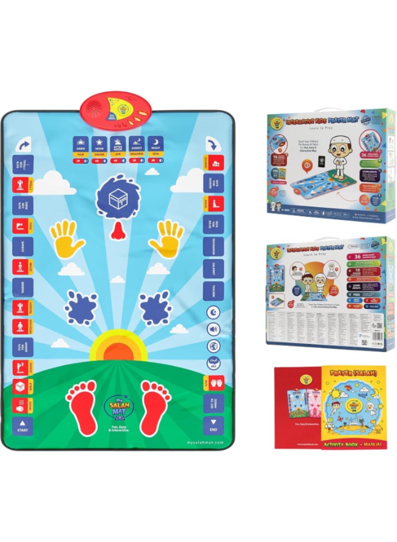 My Salah Mat Interactive Kids Prayer Mat with 36 Touch Sensitive Keys, Learning Salah Prayer Positions, Islamic Educational Prayer Rug with Speaker, Activity Book & Guide, Foldable Muslim Prayer Mat for Children - Image 1