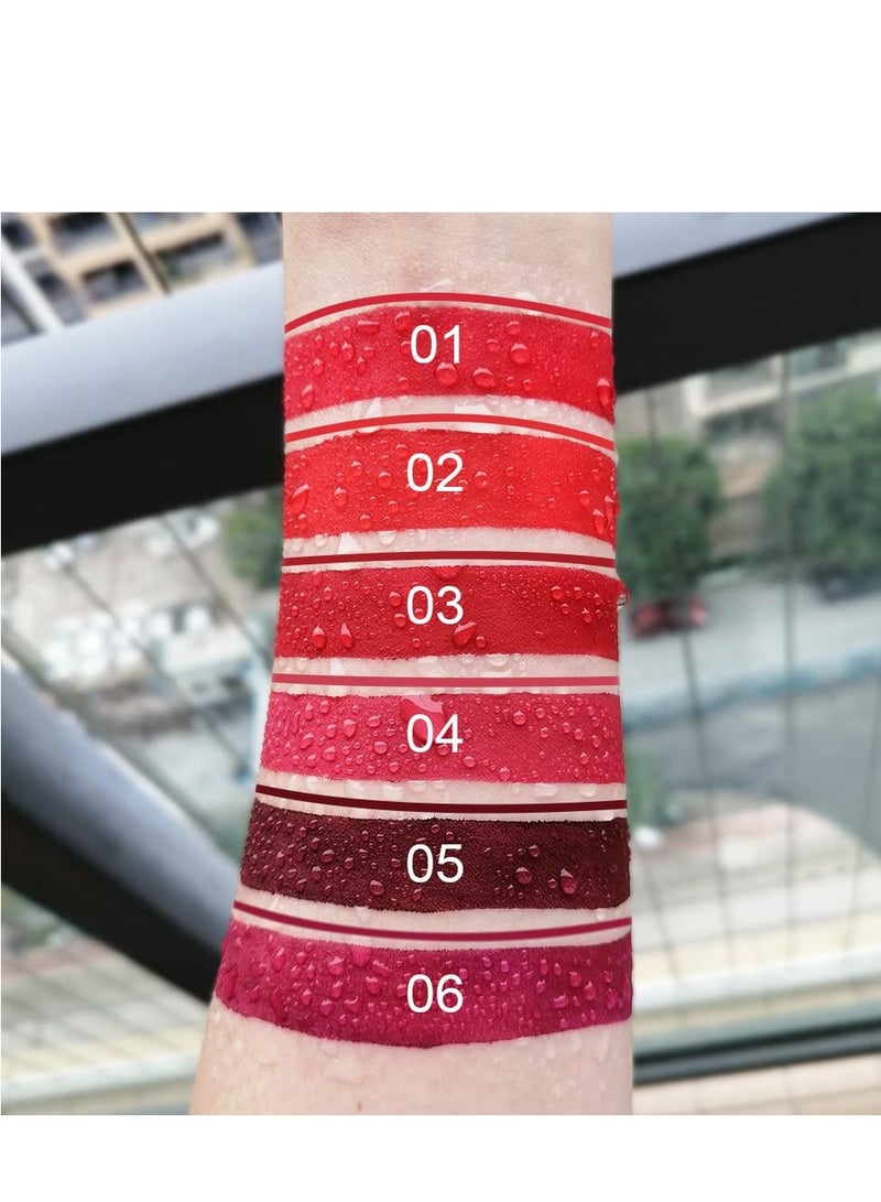 Excefore 6 Pack  Matte Mist Lip Glaze, Dark Red Matte Lip Liner Pencil and Liquid Lipstick, Waterproof Lip Liner and with Lipstick, 24 Horas Long Lasting, Suitable for Women - Image 4