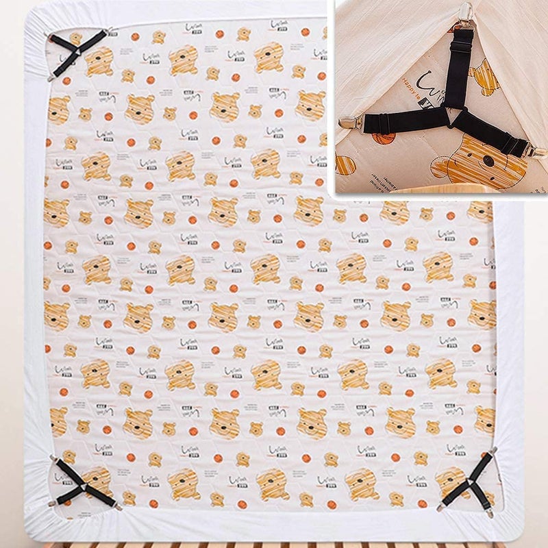 DIKPUL GROUP Bed Sheet Holder Corner Straps, Adjustable Triangle Elastic Fasteners Suspenders Gripper Holder Clip, Bed Sheets Clips to Hold Sheets in Place, Straps Clip Gripper Holder (4PCS) - Image 2