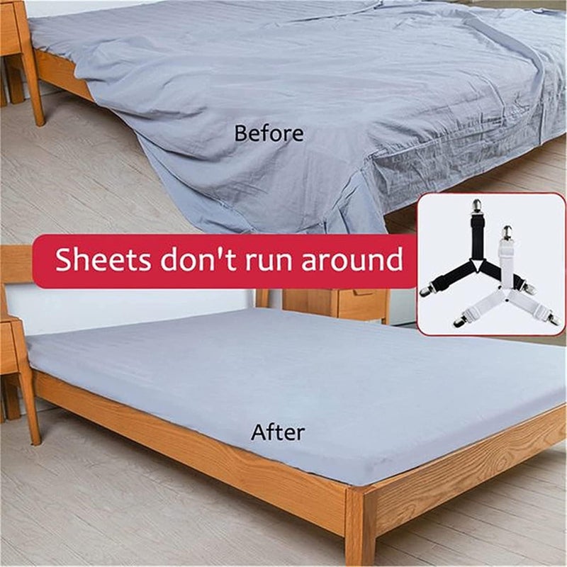 DIKPUL GROUP Bed Sheet Holder Corner Straps, Adjustable Triangle Elastic Fasteners Suspenders Gripper Holder Clip, Bed Sheets Clips to Hold Sheets in Place, Straps Clip Gripper Holder (4PCS) - Image 3