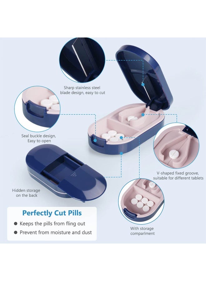 Small Pill Tablet Cutter, Portable Pill Splitter for Small and Large Pills Cut in Half Quarter, Cutting Storage 2 in 1 Tablet Pill Dispenser per Elderly, Child, Dog, Cat, Pet, Travel - Image 3