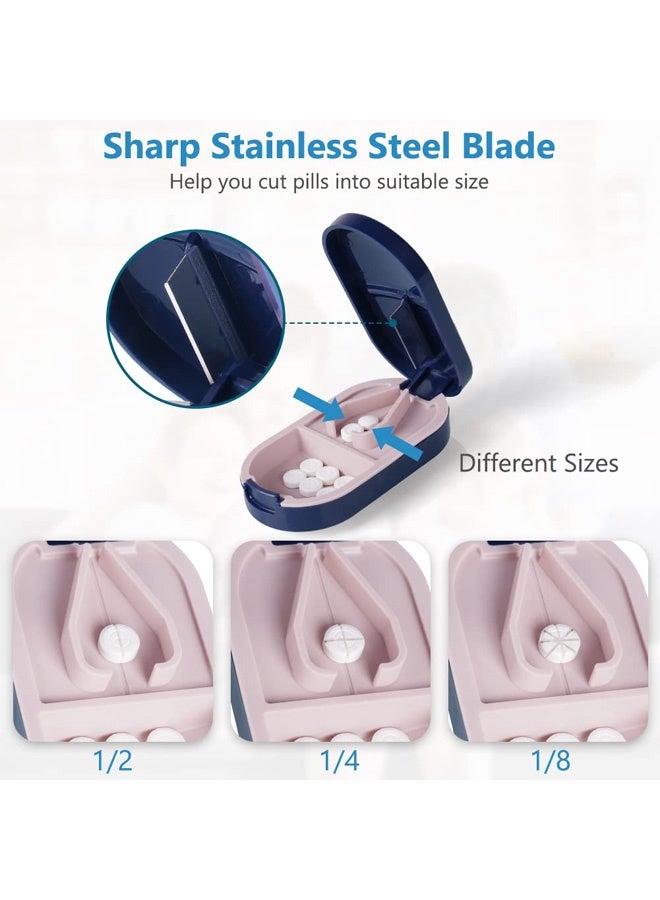 Small Pill Tablet Cutter, Portable Pill Splitter for Small and Large Pills Cut in Half Quarter, Cutting Storage 2 in 1 Tablet Pill Dispenser per Elderly, Child, Dog, Cat, Pet, Travel - Image 4