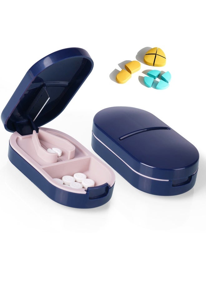 Small Pill Tablet Cutter, Portable Pill Splitter for Small and Large Pills Cut in Half Quarter, Cutting Storage 2 in 1 Tablet Pill Dispenser per Elderly, Child, Dog, Cat, Pet, Travel - Image 1